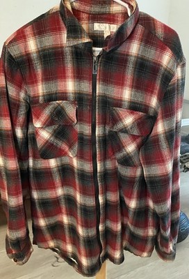 Store 68 Men's Red Plaid Full Zip Lined Flannel Shirt Workwear