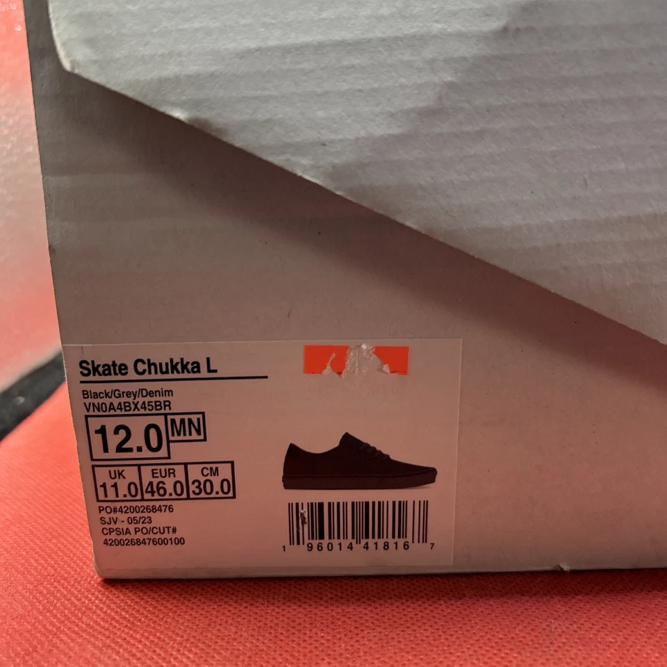 Mens VANS Chukka Low Denim Black Pewter Jean Pop Cush Skateboard Shoes SZ 12 - Image 3 of 4