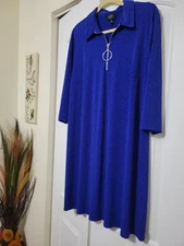 MSK Women Blue & Black Speckle stretchy silver ring  accent DRESS size 2X