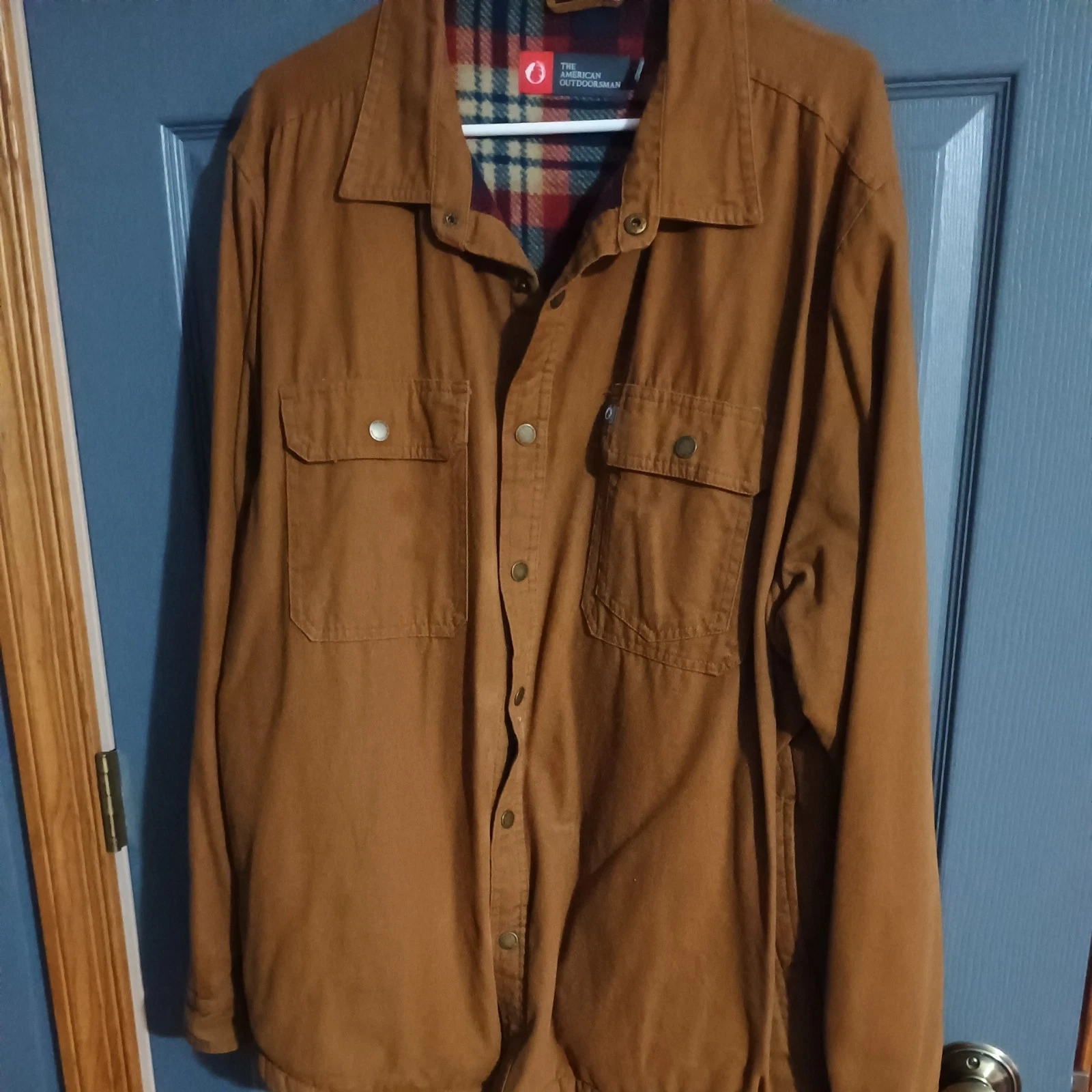 The American Outdoorsman Sz XL Mens Flannel Lined Button Up Work Shirt Shacket