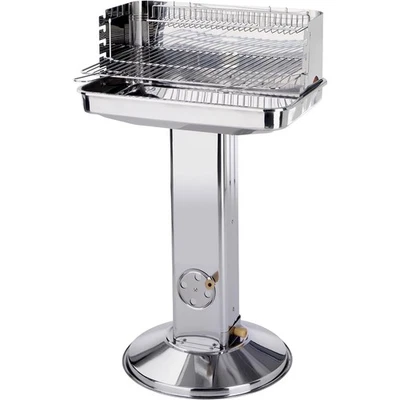 FEMOR Edelstahl Säulengrill Holzkohlegrill Trichtergrill Standgrill Holzkohle GrillBBQ