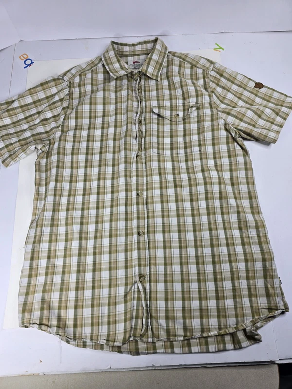 fjallraven button up plaid short sleeve shirt