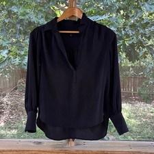 Banana Republic Factory Women's Black Silky Collar Blouse Size XSP