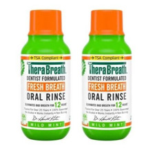 2X TheraBreath TSA Compliant Fresh Breath Oral Rinse Mild Mint 3 Oz EXP 12/2025