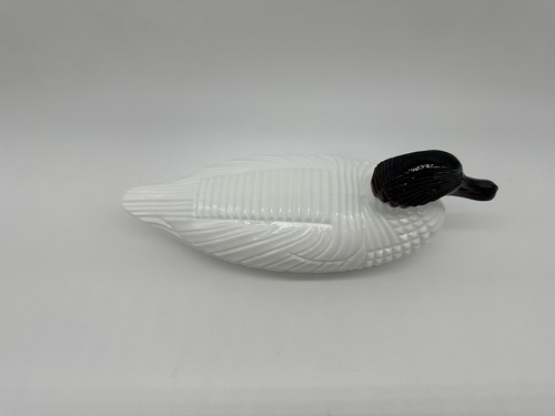 Antique White Milk Glass Amethyst Head Atterbury Duck Covered Dish 11" - Picture 2 of 17