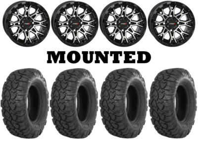 Kit 4 ITP UltraCross R-Spec Tires 27x9-14 on System 3 ST-6 Machined Wheels FXT