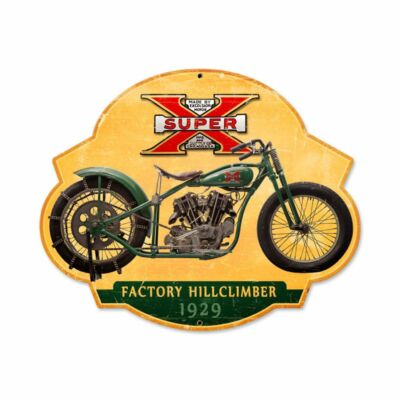 EXCELSIOR SUPER X MOTORCYCLE 17'' HEAVY DUTY USA MADE METAL ADVERTISING SIGN