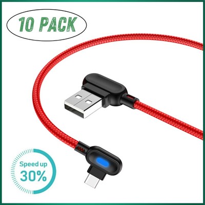 10 Pack 90 Degree Right Angle USB C Fast Charger Cable Type C Cord For Samsung