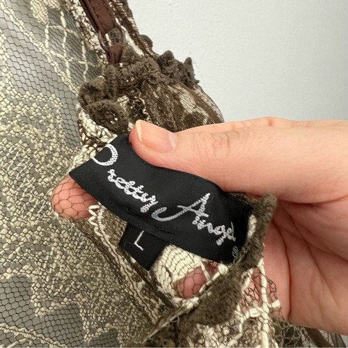 Vestido Pretty Angel Nuevo con Etiquetas de Encaje Mezcla de Seda Para Mujer Talla Grande Marrón Tostado Y2K - Imagen 5 de 9