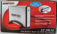 USA 3.5" USB 2.0 one button back-up HDD Enclosure, Win 98,AC/USB cables/CD incl