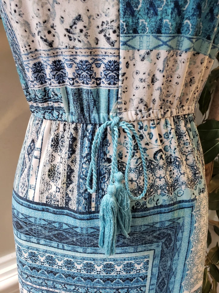 Maxi Vestido Largo Manga Corta Style & Co. Para Mujer Multicolor Corbata Cintura Cuello en V M Foto 3 de 4