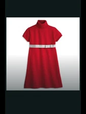 American Girl Ruby & Ribbon Girls short sleeve Dress sz 10 Red Silver Cardigan M