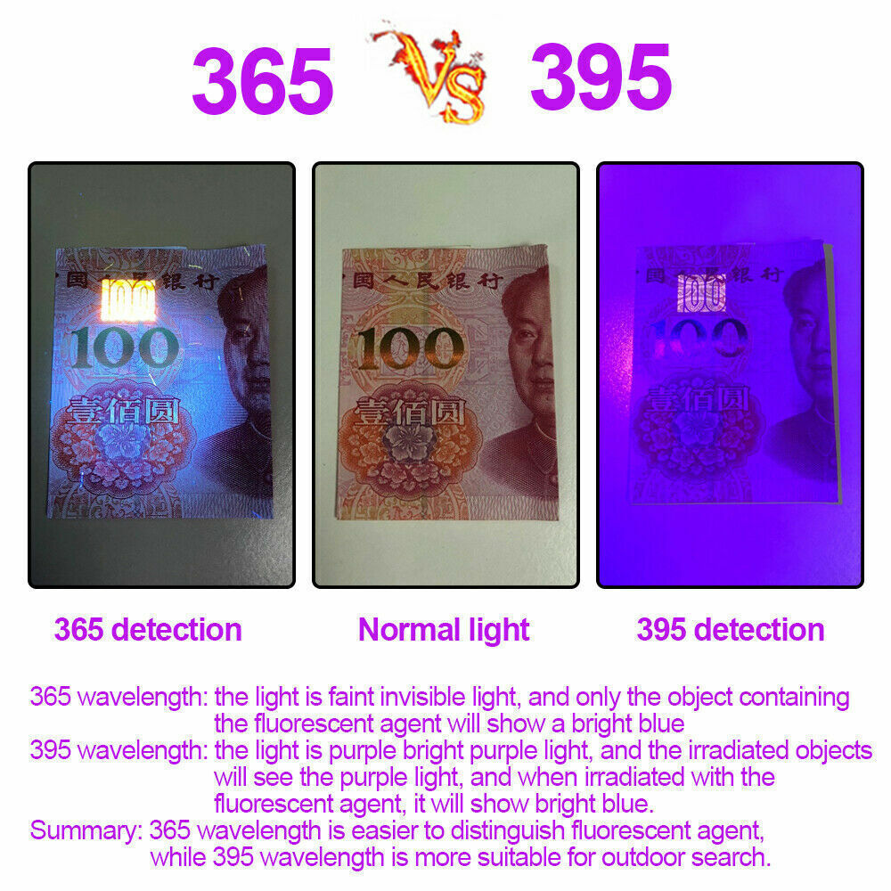 365nm395nmWeißGelb UV Licht LED Taschenlampe Edelstein Schmuck Inspect Fackel
