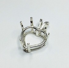 Heart Cast Wire Sterling Silver Pre-Notched Pendant Setting 4x4mm to 16x16mm