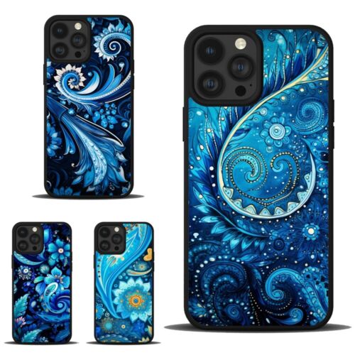Phone Case For iPhone 11 12 13 14 15 Pro Max Plus bandana paisley print - Picture 1 of 25