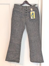 Vintage Deadstock K Mart Women's Flare Front Pocket 5 Button Pants Grey Tweed