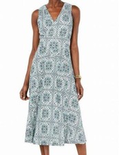 Michael Kors 295596 Womens Tie Waist Surplice Midi Dress Green Size S