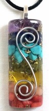Orgone Pendant Necklace Double Spiral and Seven Chakra Healing Stones. Made USA
