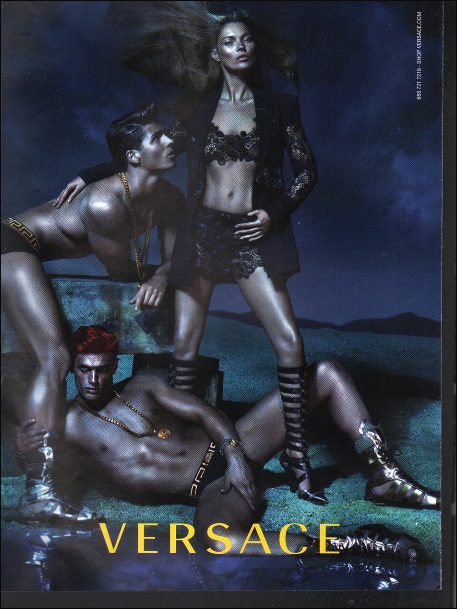 2013 Print ad VERSACE modern fashion male models model Kate Moss