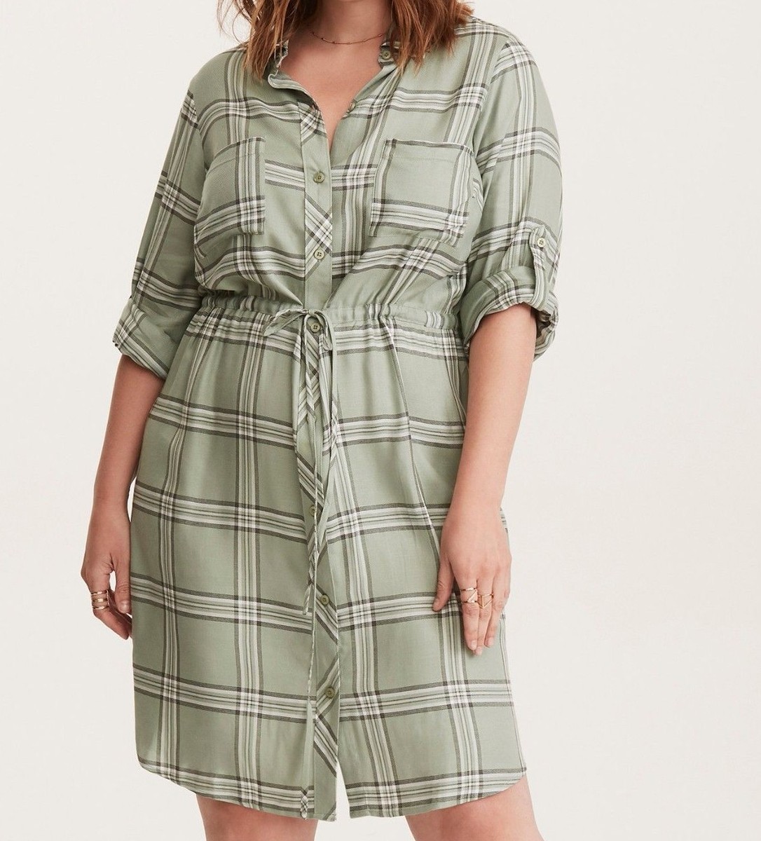 torrid green plaid dress Green Flannel Plaid Tatum Mini Dress Medium