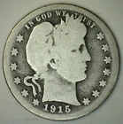 1915 S Silver Barber Quarter 25 Cent US Coin 25c Circulated Good
