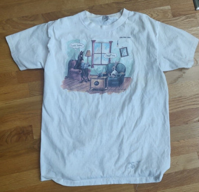 Vtg 80s 90s Far Side Comic Shirt Cartoon  Dumb Bunny And Smart  L T-shirt Large