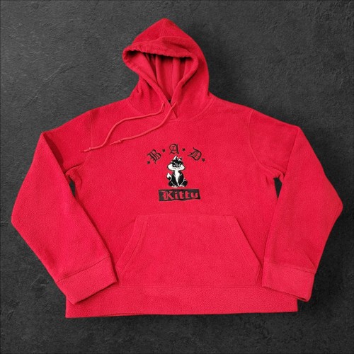 Sudadera con capucha polar Looney Tunes Bad Kitty para mujer grande bordada gato Y2K vintage