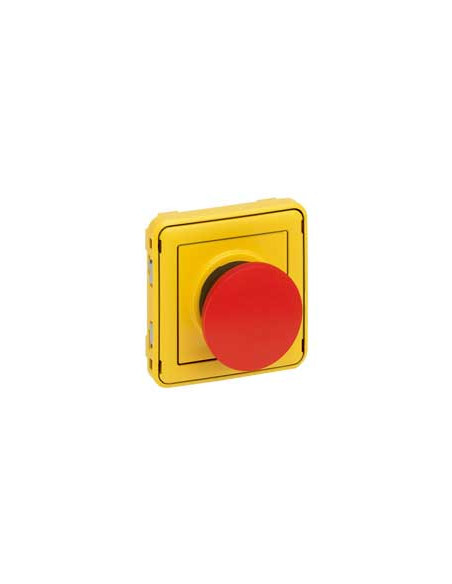 Poussoir à impulsion LEGRAND PLEXO gris et jaune composable réf 069547