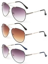 3 Packs Classic Aviator Shape Metal Frame Sunglasses, Two Tone Frame Unisex