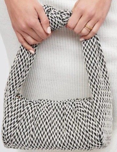 Urban Expressions Purse Bethany Shoulder Bag Black, White Woven Vegan New w Tags - Picture 15 of 17