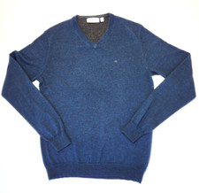 Calvin Klein Men's Women's Merino Wool V neck Sweater Dark Blue Medium