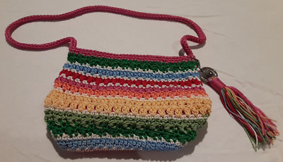 Vintage The Sak Small Multicolor Crochet Shoulder Bag Purse Boho Hippie