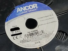 Ancor #12awg 65x30 Marine Grade Tinned Copper Boat Cable BC-5W2 600V Black /50ft