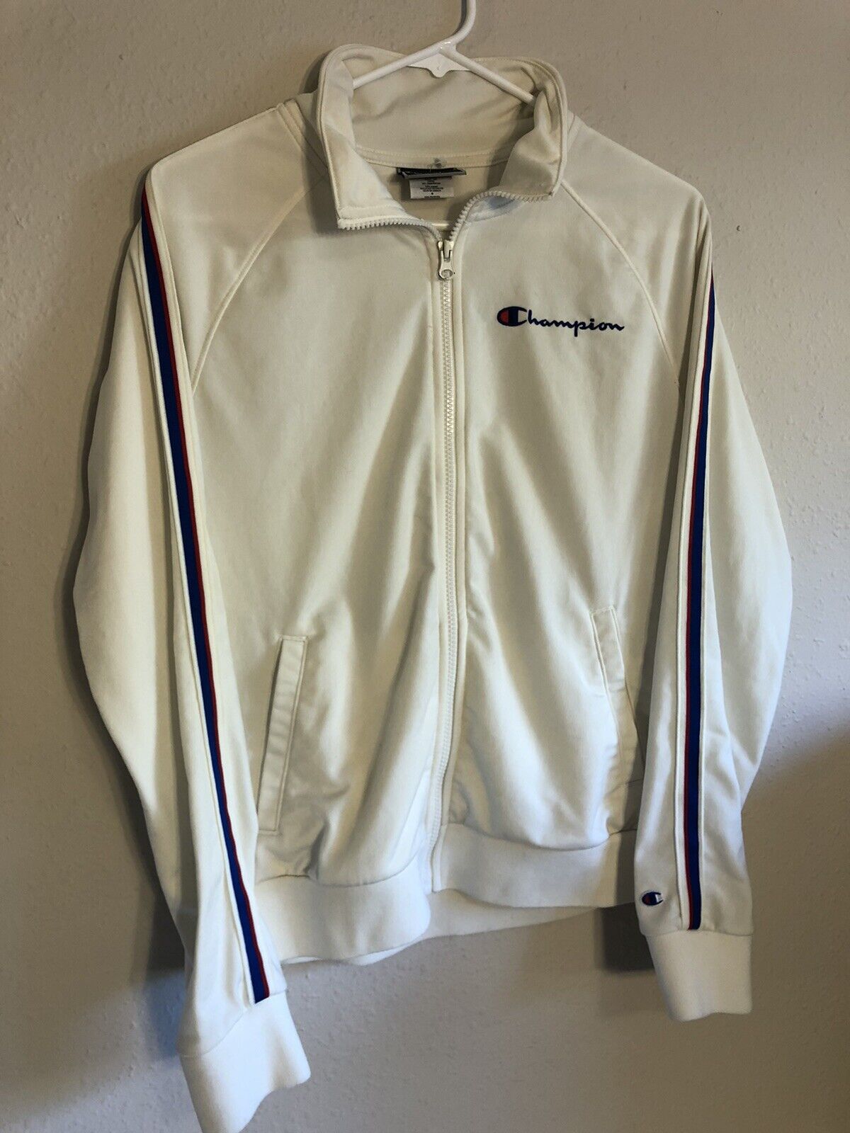 2000s Champion Track Jacket, Cream Womens Medium - Gem