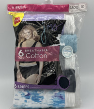 Just My Size Hanes Womens 6-Pair Brief Underwear Panty Cotton Multicolor Size 10