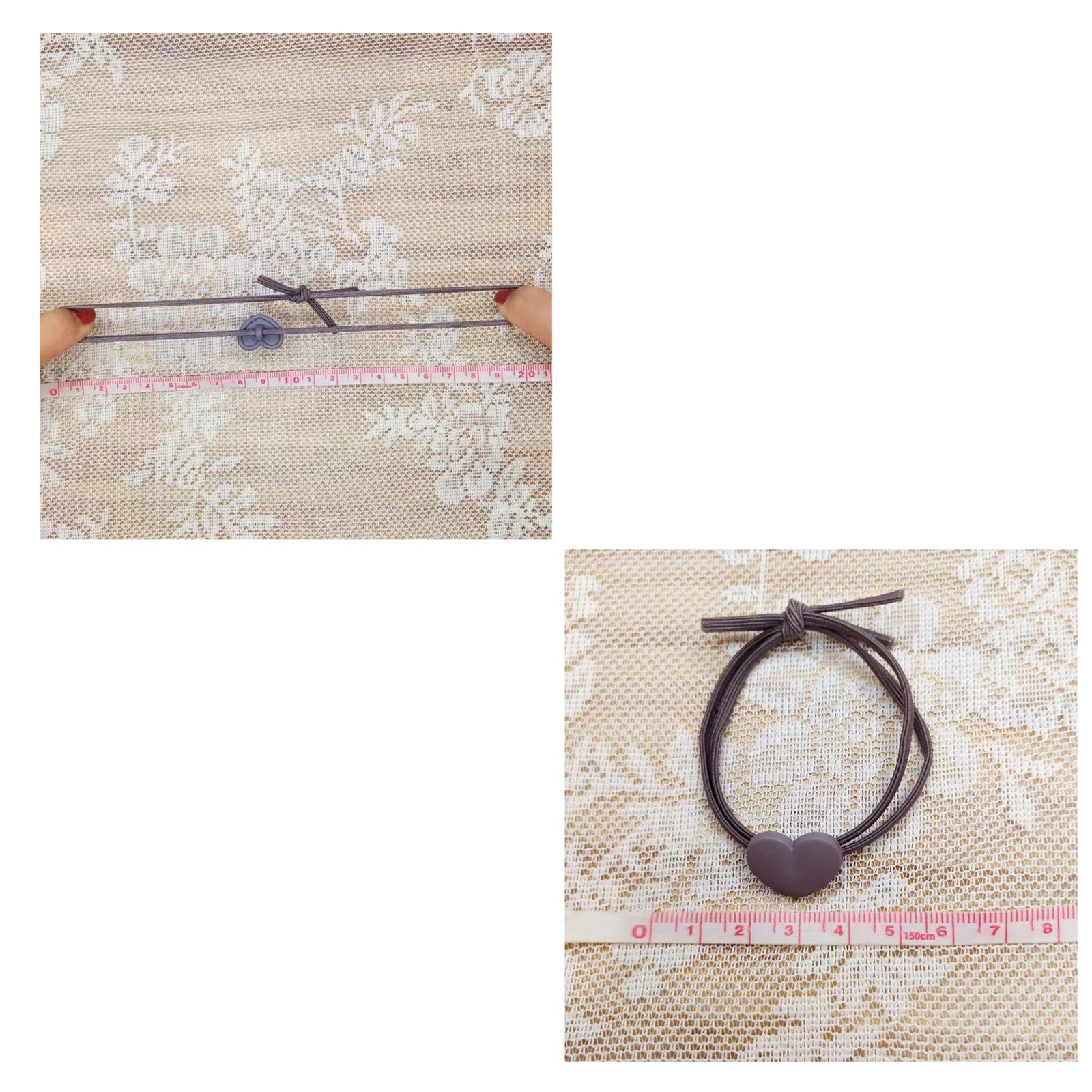 Smoke Grey Love )Hair Scrunchy Resin Rubber Band Elastic Ponytail Head Bands Tie