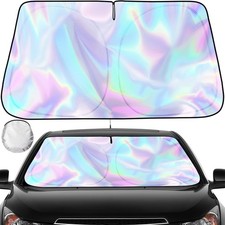 Iridescent Sun Shade for Car Windshield, Foldable Universal Car Windshield Up...