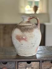 Antique French Rustic Earthenware Oil Jar Jug Pitcher