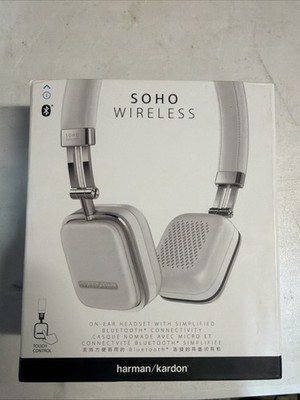 Harmon Kardon Soho Wireless Headphones - Leather, White, NEW !!!