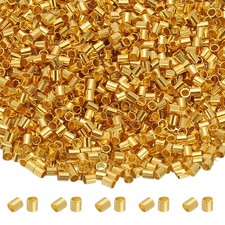 2000Pcs Tube Crimp Beads 1.5x1.5mm Crimp Beads for Jewelry Making Gold