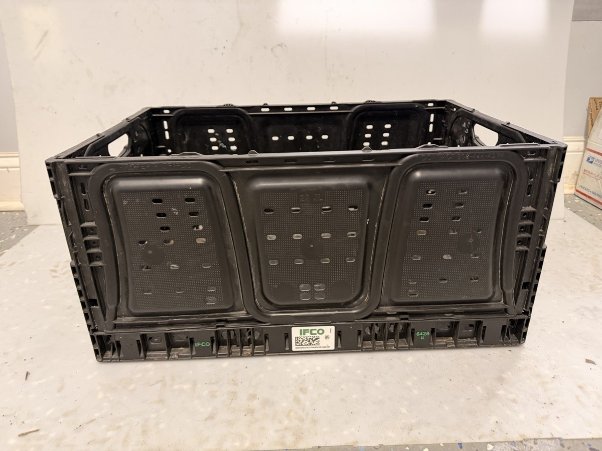 IFCO 6429 JL Black Foldable/Collapsible Plastic Crate 24 x 16 x 12