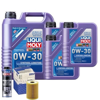 Motoröl 0W30 LIQUI MOLY Synthoil Longtime 8L+MAHLE Ölfilter +Spülung