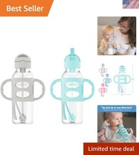 BPA-Free Milestones Sippy Straw Bottle for Toddlers - 8 oz, Easy Grip Handles