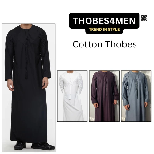 THOBES4MEN Emirati Thobes Tassel Omani Men Jalabiya Muslim Eid Ramadan Islamic Clothing
