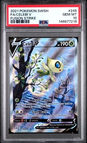 2021 POKEMON SWORD & SHIELD FUSION STRIKE #245 FULL ART/CELEBI V PSA 10