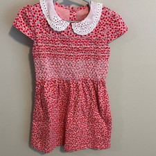 Smocked Pink Polka Dot Dress 100 cotton size 4Y