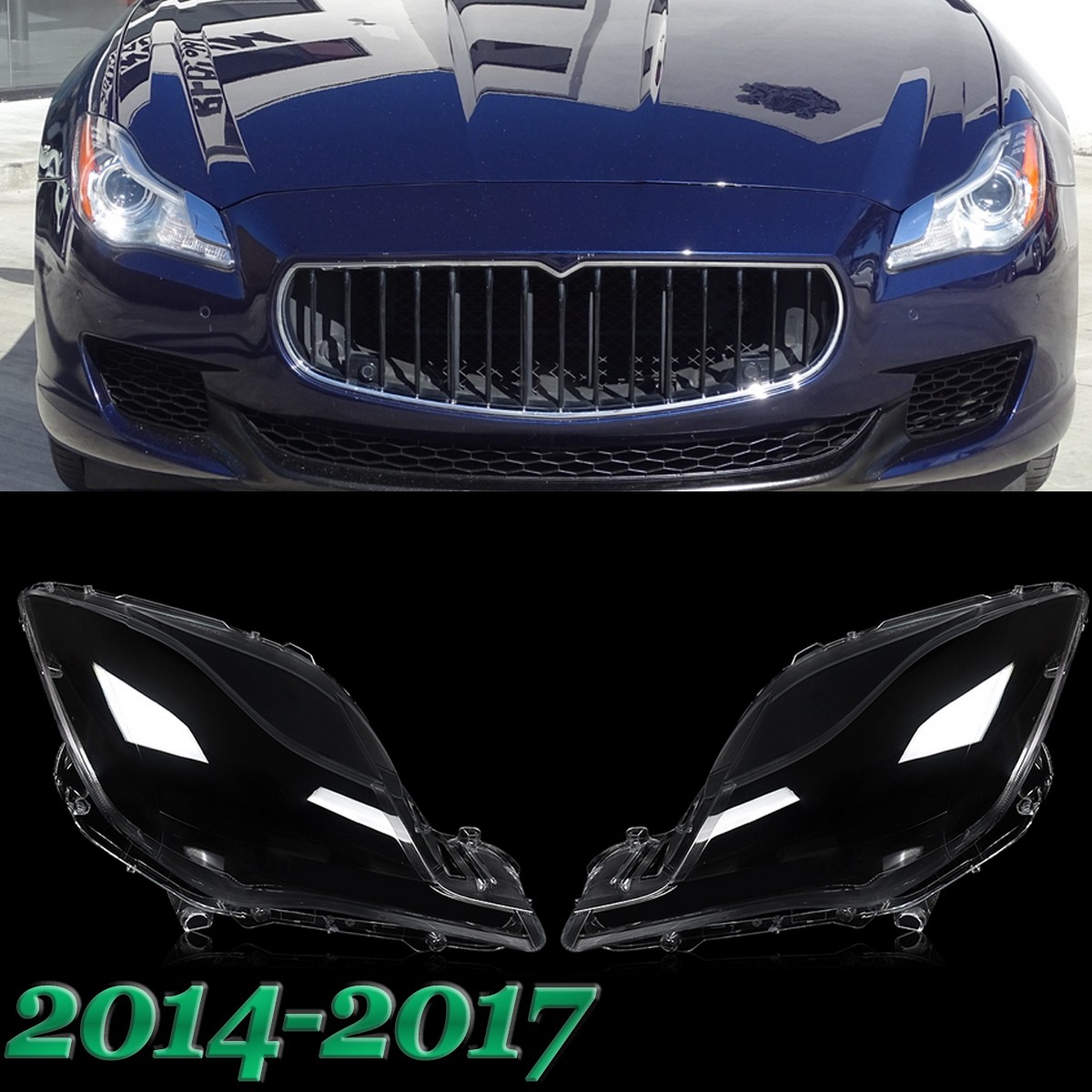Front Left+Right Side Headlight Lens Shell Cover For Maserati Quattroporte 14-17