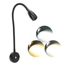 LED Reading Light 3W Wall Mount Reading Lamp Flexible Gooseneck 3 Color Adju HEN