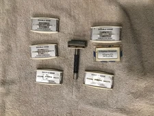 VINTAGE MENS SHAVING LOT OF 7......RAZOR BLADES AND SPIN RAZOR