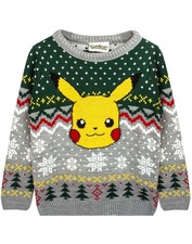Pokemon Grey Pikachu Christmas Jumper Boys